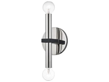 Mitzi Colette 12" Tall 2-Light Polished Nickel Black Wall Sconce MITH296102PNBK
