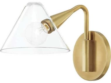 Mitzi Isabella 7" Tall 1-Light Aged Brass Glass Wall Sconce MITH327101AGB
