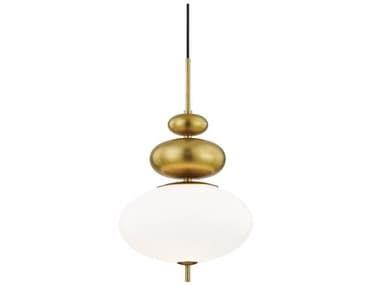 Mitzi Elsie 13&quot; 1-Light Aged Brass Glass Round Pendant MITH347701AGB