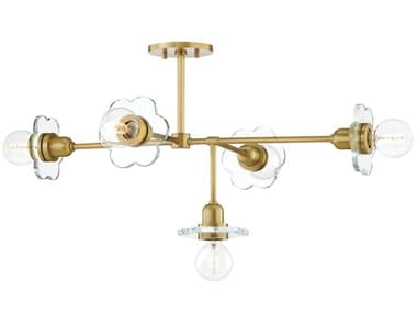Mitzi Alexa 36" Wide 5-Light Aged Brass Crystal Chandelier MITH357805AGB