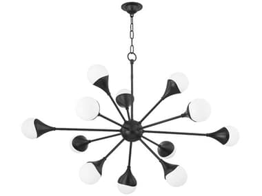 Mitzi Ariana 49" Wide 12-Light Soft Black Glass Globe Sputnik Chandelier MITH375812SBK