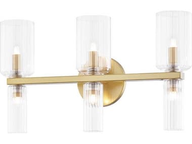 Mitzi Tabitha 18" Wide 6-Light Aged Brass Glass LED Vanity Light MITH384303AGB