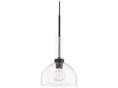 Mitzi Tabitha 10" 1-Light Soft Black Clear Glass Dome Geometric Mini Pendant MITH384701SBK