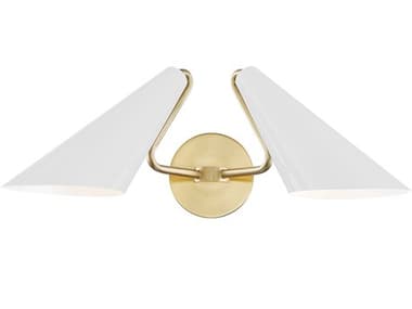 Mitzi Talia 8" Tall 2-Light Aged Brass Dove Gray Combo Wall Sconce MITH399102AGBDG
