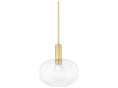 Mitzi Harlow 12" 1-Light Aged Brass Glass Round Mini Pendant MITH403701AGB