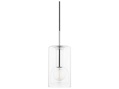 Mitzi Belinda 6" 1-Light Polished Nickel Glass Cylinder Mini Pendant MITH415701APN