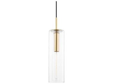 Mitzi Belinda 4" 1-Light Aged Brass Glass Cylinder Mini Pendant MITH415701BAGB