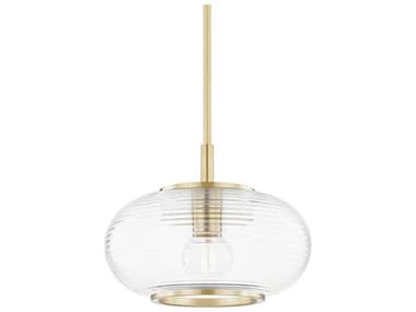 Mitzi Maggie 12" 1-Light Aged Brass Clear Glass Round Pendant MITH418701AGB