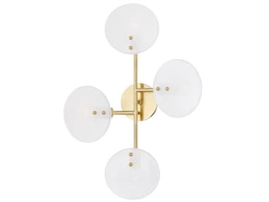 Mitzi Giselle 23" Tall 4-Light Aged Brass Glass Wall Sconce MITH428604AGB