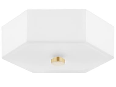 Mitzi Lizzie 11" 2-Light Aged Brass Polished Nickel Combo Glass Flush Mount MITH462502AGBPN