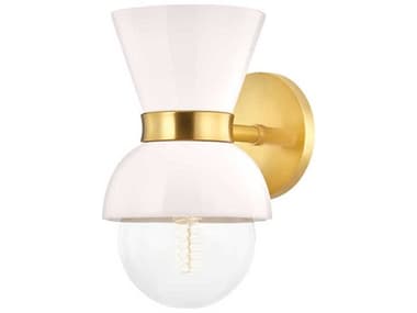 Mitzi Gillian 10" Tall 1-Light Aged Brass Ceramic Gloss Cream Wall Sconce MITH469101AGBCCR