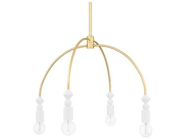 Mitzi Flora 30" Wide 4-Light Aged Brass Chandelier MITH471804AGB