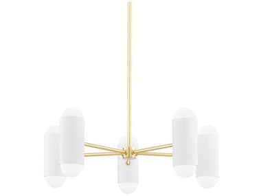 Mitzi Kira 27" Wide 10-Light Aged Brass Soft White Combo Cylinder Chandelier MITH484810AGBSWH