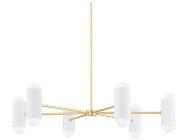 Mitzi Kira 40" Wide 12-Light Aged Brass Soft White Combo Cylinder Chandelier MITH484812AGBSWH