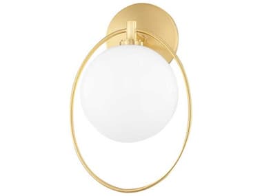 Mitzi Babette 12" Tall 1-Light Aged Brass Glass LED Wall Sconce MITH493101AGB