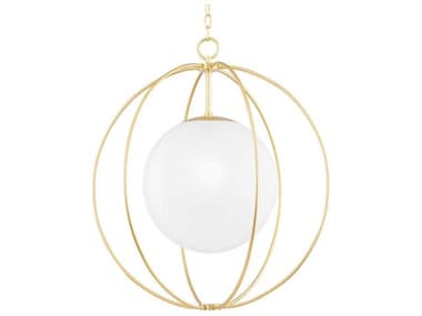 Mitzi Lyla 28" 1-Light Aged Brass Glass Globe Pendant MITH500701LAGB