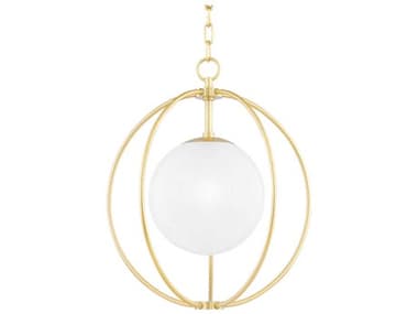 Mitzi Lyla 18" 1-Light Aged Brass Glass Globe Pendant MITH500701SAGB