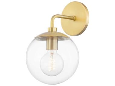 Mitzi Meadow 11" Tall 1-Light Aged Brass Glass Wall Sconce MITH503101AGB