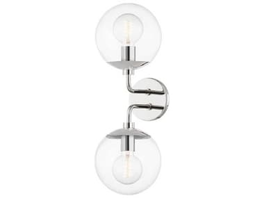 Mitzi Meadow 20" Tall 2-Light Polished Nickel Glass Wall Sconce MITH503102PN