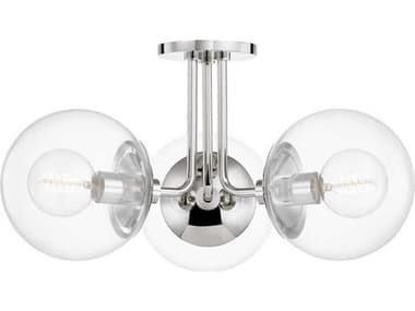 Mitzi Meadow 20" 3-Light Polished Nickel Glass Globe Semi Flush Mount MITH503603PN