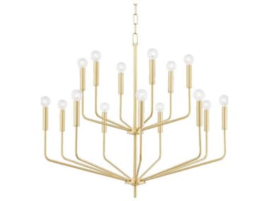 Mitzi Bailey 36" Wide 15-Light Aged Brass Candelabra Tiered Chandelier MITH516815AGB