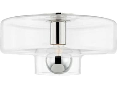 Mitzi Iona 13" 1-Light Polished Nickel Glass Drum Flush Mount MITH524501PN