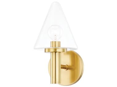 Mitzi Connie 10" Tall 1-Light Aged Brass Glass Wall Sconce MITH540301AGB
