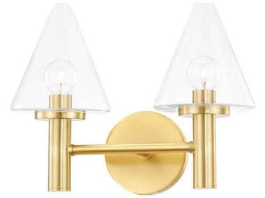 Mitzi Connie 13" Wide 2-Light Aged Brass Glass Vanity Light MITH540302AGB