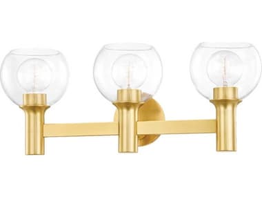 Mitzi Leslie 23" Wide 3-Light Aged Brass Glass Vanity Light MITH543303AGB