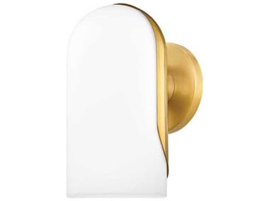 Mitzi Mabel 9" Tall 1-Light Aged Brass White Glass Wall Sconce MITH550301AGB