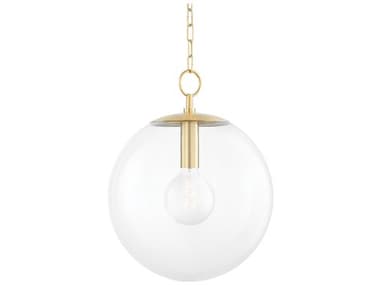 Mitzi Juliana 15" 1-Light Aged Brass Glass Globe Pendant MITH609701LAGB