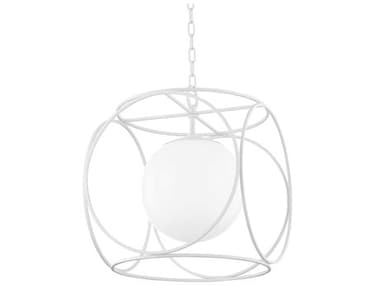 Mitzi Claire 18" 1-Light Texture White Glass Globe Pendant MITH632701LTWH