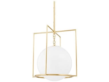 Mitzi Frankie 17" 1-Light Aged Brass Glass Globe Geometric Pendant MITH648701LAGB