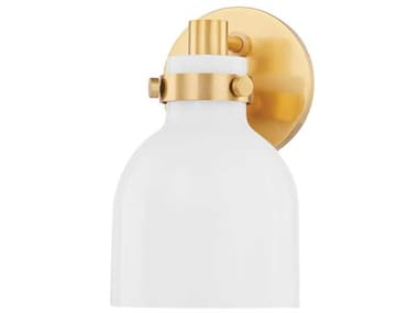 Mitzi Elli 9" Tall 1-Light Aged Brass Glass Wall Sconce MITH649301AGB