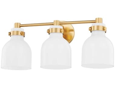 Mitzi Elli 21" Wide 3-Light Aged Brass Glass Vanity Light MITH649303AGB