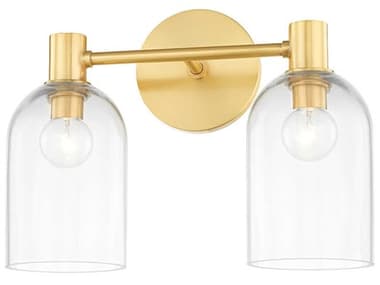 Mitzi Paisley 13&quot; Wide 2-Light Aged Brass Glass Vanity Light MITH678302AGB