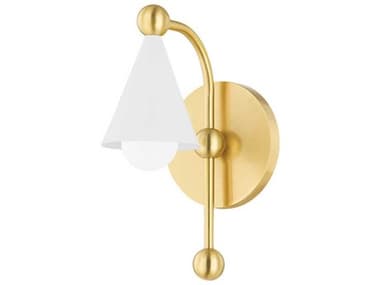 Mitzi Hikari 9" Tall 1-Light Aged Brass Soft White Wall Sconce MITH681101AGBSWH