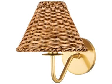 Mitzi Issa 9" Tall 1-Light Aged Brass Wall Sconce MITH704101AGB
