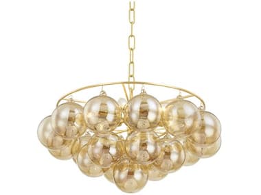 Mitzi Mimi 6-Light Aged Brass Glass Candelabra Globe Chandelier MITH711806AGB