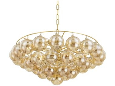 Mitzi Mimi 9-Light Aged Brass Glass Candelabra Globe Chandelier MITH711809AGB