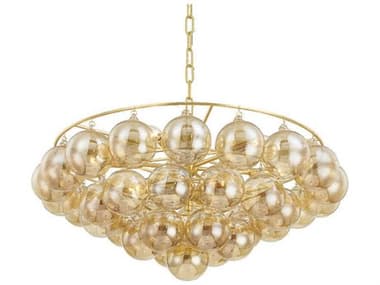 Mitzi Mimi 31&quot; Wide 9-Light Aged Brass Glass Candelabra Globe Chandelier MITH711809AGB