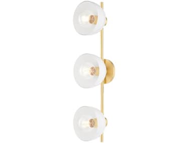 Mitzi Belle 26&quot; Wide 3-Light Aged Brass Glass Vanity Light MITH724303AGB