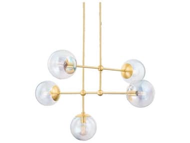 Mitzi Ophelia 40" Wide 5-Light Aged Brass Glass Globe Chandelier MITH726805AGB