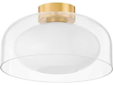 Mitzi Giovanna 14&quot; 1-Light Aged Brass Glass Dome Flush Mount MITH746501AGB
