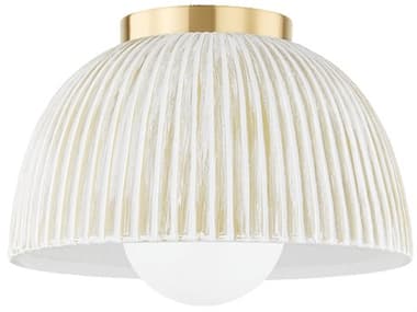 Mitzi Eloise 11" 1-Light Aged Brass Dome Flush Mount MITH750501AGBCWW