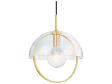 Mitzi Meriah 14" 1-Light Aged Brass Glass Dome Pendant MITH752701LAGB