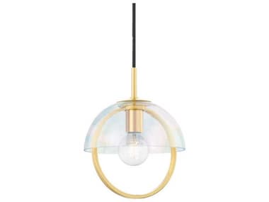 Mitzi Meriah 10" 1-Light Aged Brass Clear Glass Dome Mini Pendant MITH752701SAGB