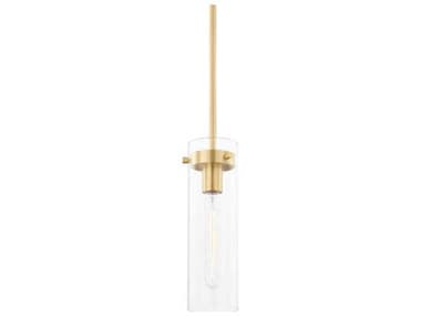Mitzi Haisley 4" 1-Light Aged Brass Glass Cylinder Mini Pendant MITH756701SAGB