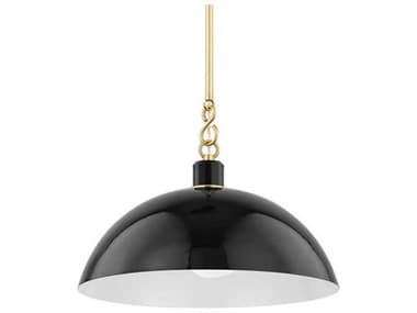 Mitzi Camille 18" 1-Light Aged Brass Black Dome Pendant MITH769701LAGBGBK