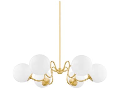 Mitzi Havana 6-Light Aged Brass Glass Globe Chandelier MITH772806AGB